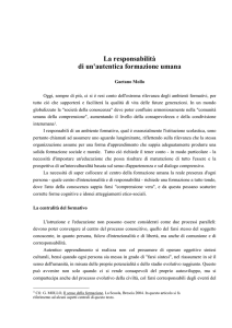 La responsabilità di un`autentica formazione umana