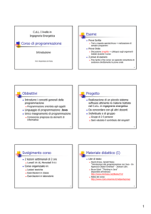 Corso di programmazione Obbiettivi Svolgimento corso