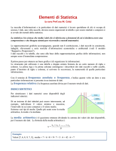 Elementi di Statistica - Istituto di Istruzione Superiore Caramuel