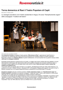 Torna domenica al Rasi il Teatro Popolare di Capit