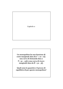 Capitolo 11 Un monopolista ha una funzione di costo marginale