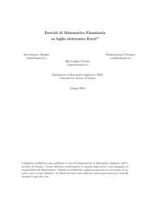 Esercizi di Matematica Finanziaria su foglio elettronico