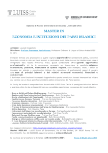 MASTER IN ECONOMIA E ISTITUZIONI DEI PAESI ISLAMICI