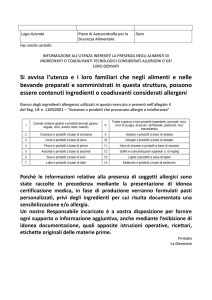 Si avvisa l`utenza e i loro familiari che negli alimenti e nelle bevande