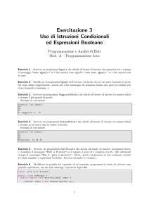 Esercitazione 3 Uso di Istruzioni Condizionali ed Espressioni