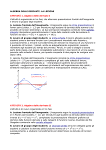ALGEBRA DELLE DERIVATE. LA LEZIONE ATTIVITÀ 1. Algebra
