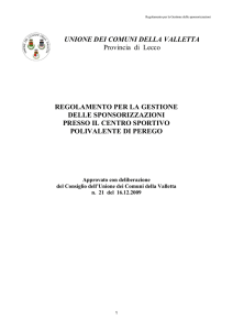 Regolamento per la gestione delle sponsorizzazioni presso il centro