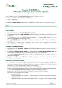 Principali Diritti del Cliente Offerta attraverso tecniche