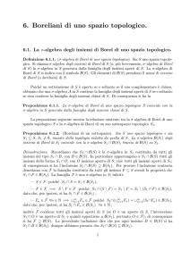 6. Boreliani di uno spazio topologico.