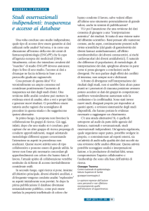 Studi osservazionali indipendenti: trasparenza e accesso ai database
