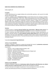 BANCA DELLA MEMORIA DELLA REGIONE LAZIO Codice progetto