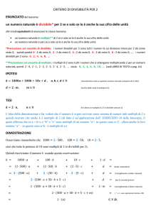 CRITERIO DI DIVISIBILITÀ PER 2 un numero naturale è divisibile