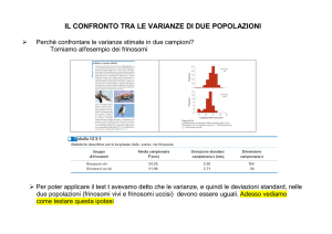 IL CONFRONTO TRA LE VARIANZE DI DUE POPOLAZIONI