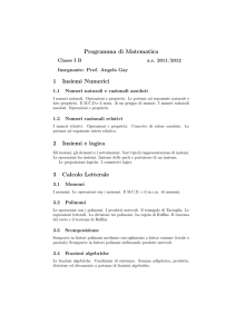 Programma di Matematica 1 Insiemi Numerici 2 Insiemi e logica 3