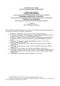 Semiotica della pubblicità Laurea specialistica in Comunicazione