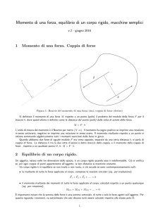 Momento di una forza, equilibrio di un corpo rigido, macchine semplici