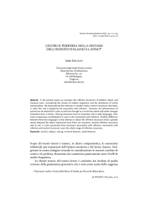 centro e periferia nella sintassi dell`infinito italiano e latino