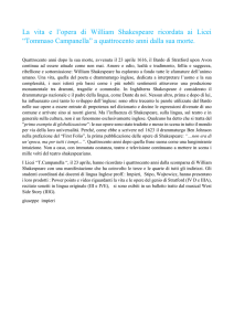 La vita e l`opera di William Shakespeare ricordata ai Licei