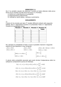 1 ESERCIZIO 2.1 Sia X la variabile casuale che descrive il numero