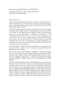 Astronomia per Matematica - Dipartimento di Fisica e Astronomia
