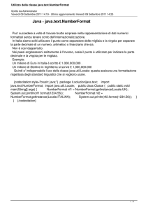 Utilizzo della classe java.text.NumberFormat