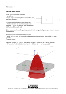 Matematica - 14 Funzioni di due variabili Nello spazio cartesiano