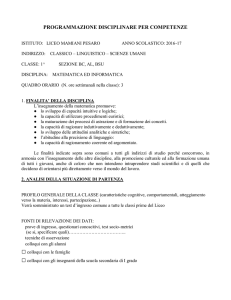 PROGRAMMAZIONE DISCIPLINARE PER COMPETENZE