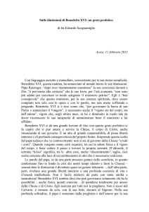 Sulle dimissioni di Benedetto XVI: un gesto