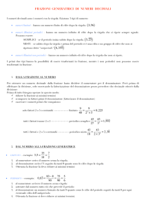 FRAZIONI GENERATRICI DI NUMERI DECIMALI