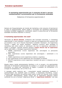 Il marketing esperienziale per il consumo di beni e servizi