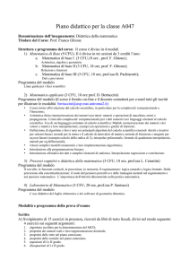 Piano didattico per la classe A047 - Centro Interdipartimentale di