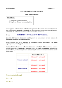 MINUENDO - SOTTRAENDO = DIFFERENZA