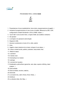 PROGRAMMA PER IL CORSO BASE 1. Presentazione di Java