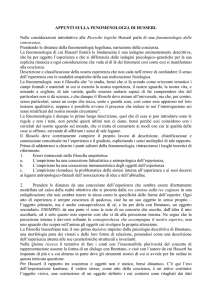 Appunti sulla fenomenologia di Husserl