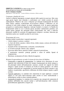 Diritto canonico prof.ssa Cristian Cianitto