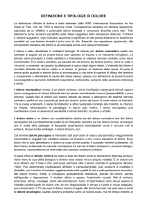 definizione e tipologie di dolore