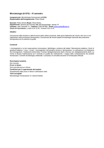 Microbiologia - Dipartimento di Scienze del Farmaco