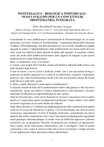 Luciano ZUCCHINELLI “Potenzialità biologica individuale: nuovi