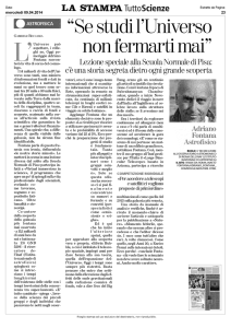 "Se studi l`Universo non fermarti mai"