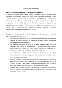 Risultati di apprendimento del Liceo delle scienze umane “Il