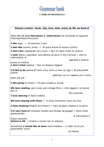 Piacere (verbo) -Verbi like, love