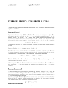 Numeri interi, razionali e reali