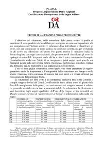 Criteri di valutazione per la produzione scritta