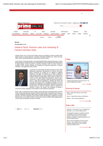 Umberto Pardi, direttore sales and marketing di Content Interface