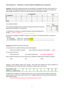 Esercitazione II – Statistica e Calcolo delle Probabilità (con soluzioni)