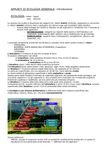 APPUNTI DI ECOLOGIA GENERALE: introduzione