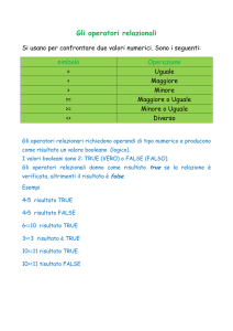 Gli operatori relazionali