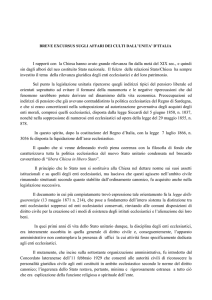 Breve excursus sugli affari dei culti dall`Unità d`Italia