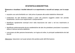 STATISTICA DESCRITTIVA - Sito dei docenti di Unife