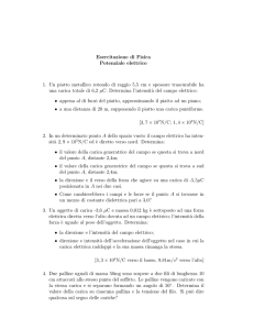 Esercitazione di Fisica Potenziale elettrico 1. Un piatto